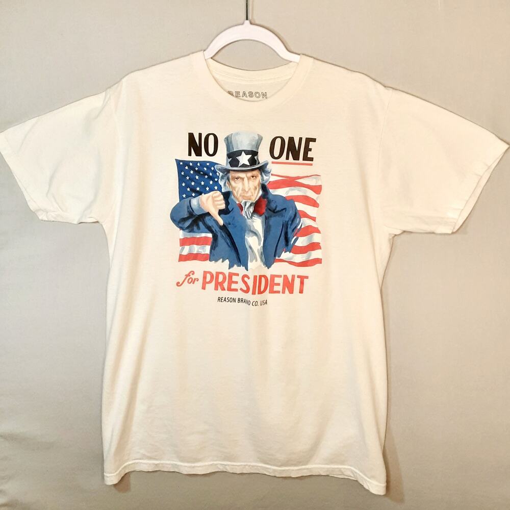 💎No One For President Reason Brand Co USA White T Shirt Size Large